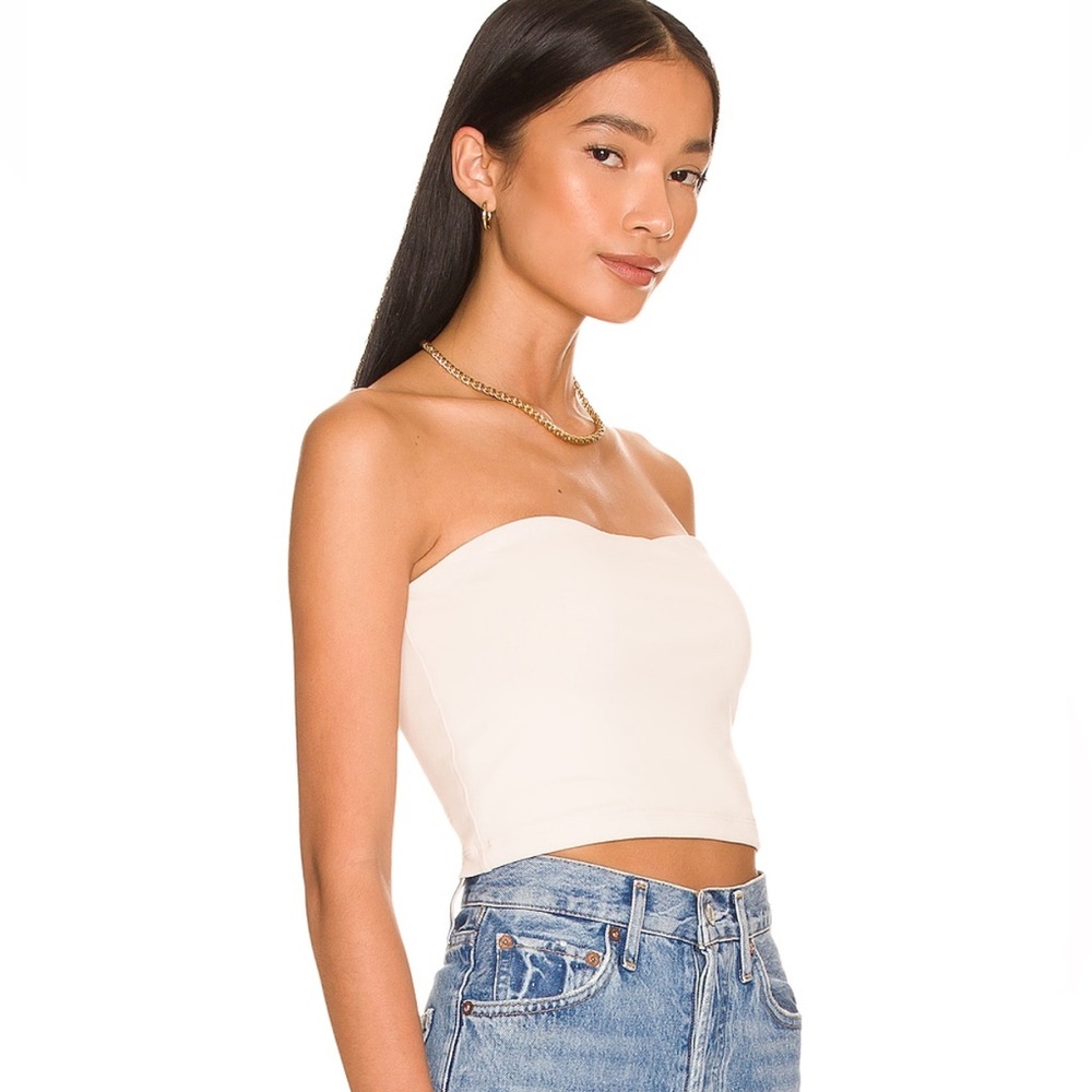 Susana Monaco Strapless Crop Top REVOLVE almond nude color